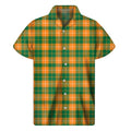 Irish Themed Plaid Pattern Print Men's Short Sleeve Shirt