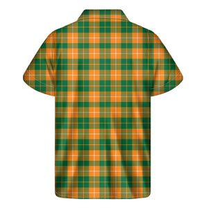 Irish Themed Plaid Pattern Print Men's Short Sleeve Shirt
