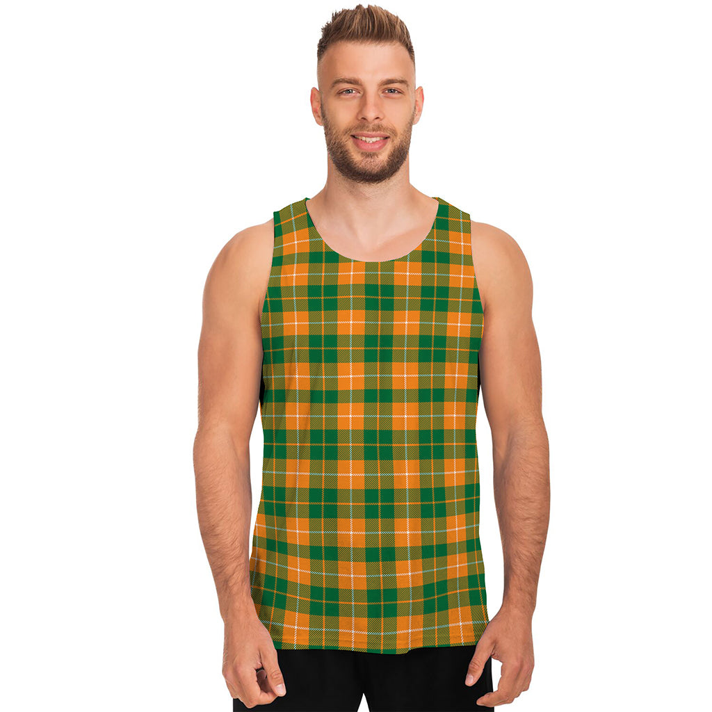 Irish Themed Plaid Pattern Print Men's Tank Top