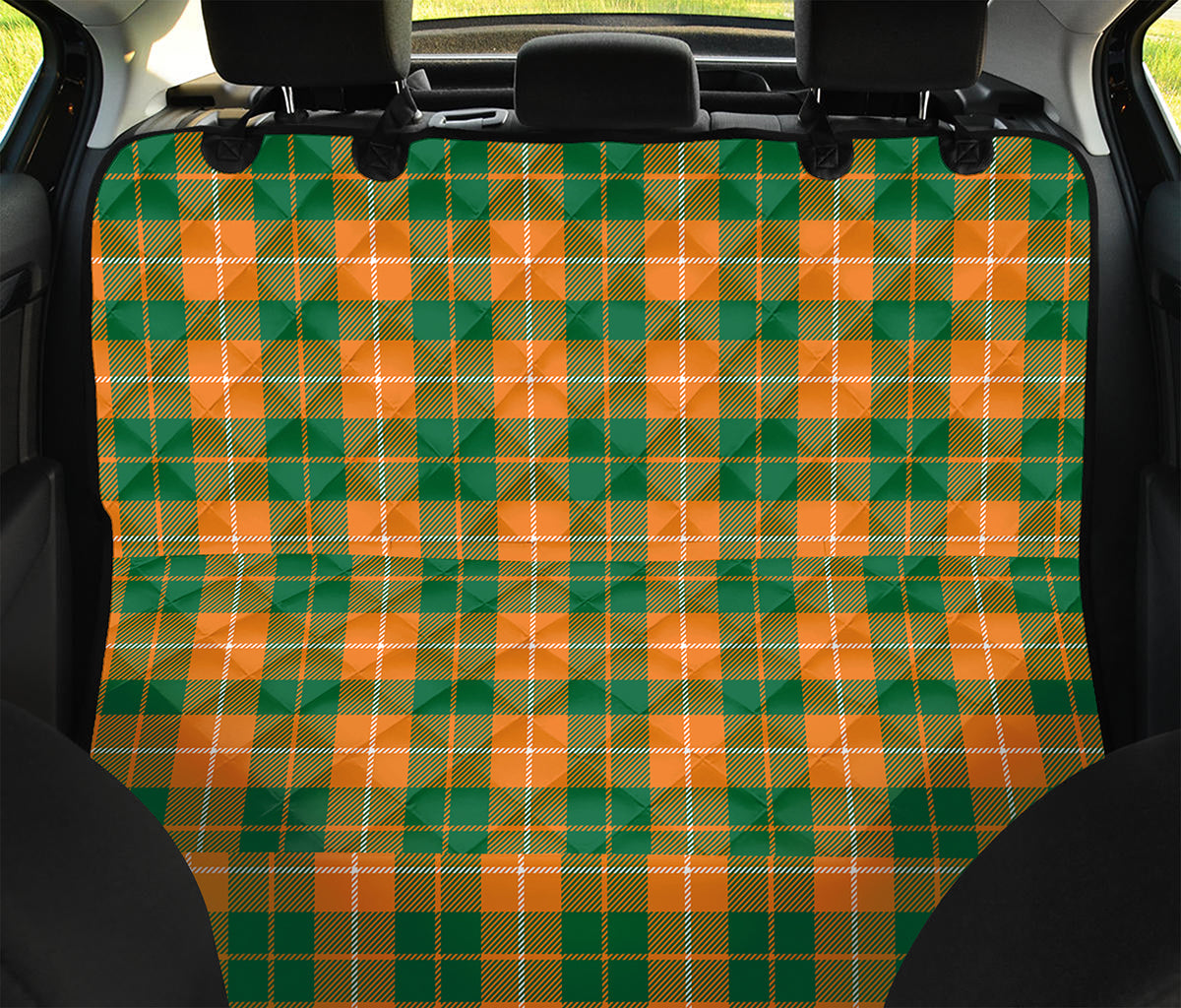 Irish Themed Plaid Pattern Print Pet Car Back Seat Cover