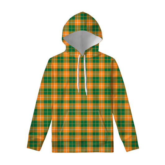 Irish Themed Plaid Pattern Print Pullover Hoodie