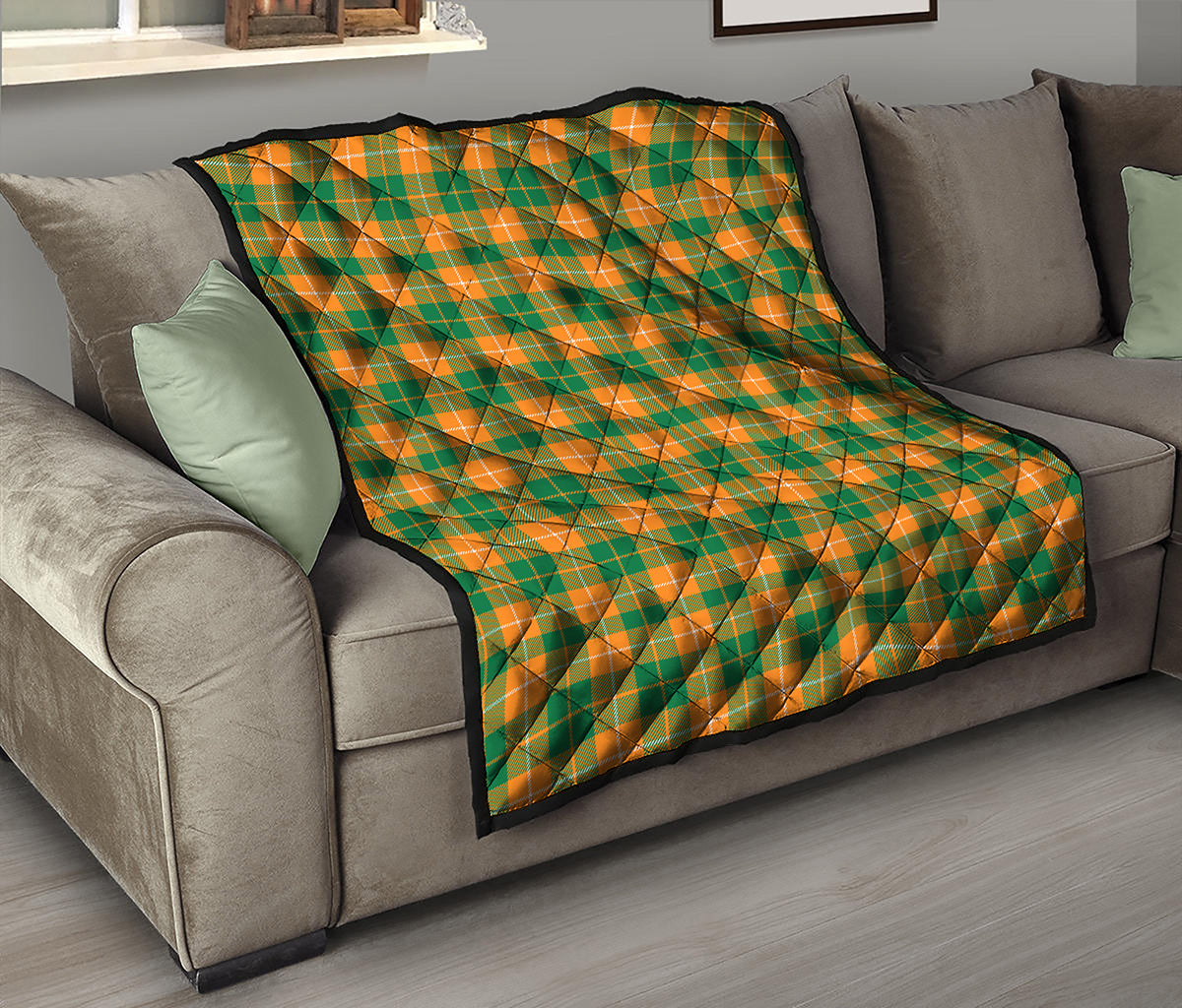 Irish Themed Plaid Pattern Print Quilt