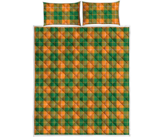 Irish Themed Plaid Pattern Print Quilt Bed Set