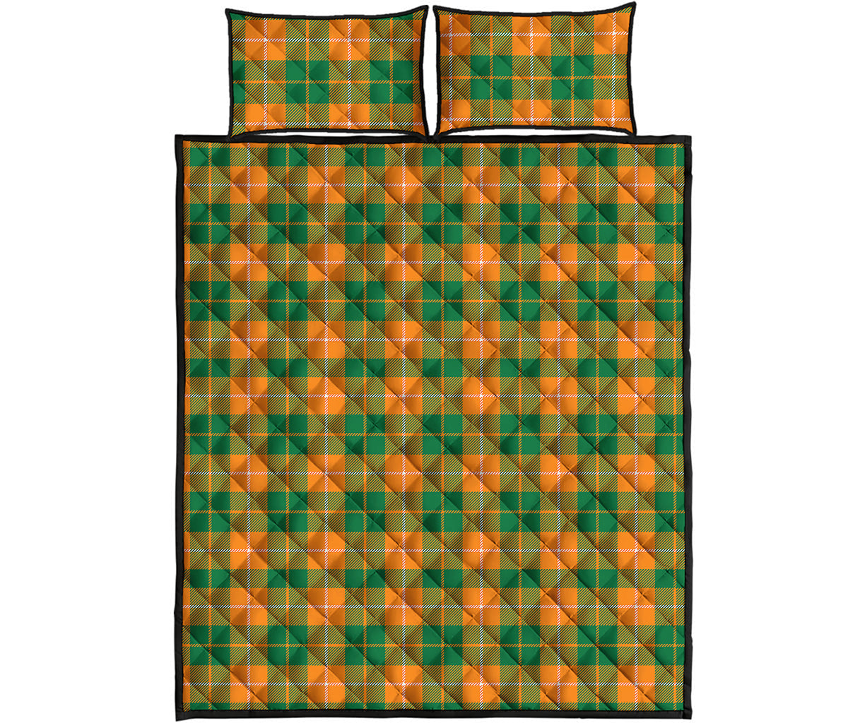 Irish Themed Plaid Pattern Print Quilt Bed Set