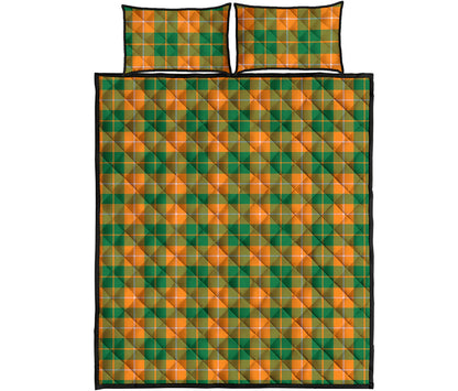 Irish Themed Plaid Pattern Print Quilt Bed Set
