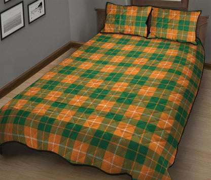 Irish Themed Plaid Pattern Print Quilt Bed Set