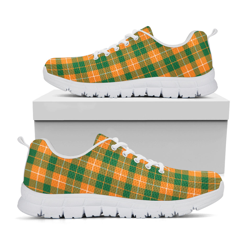 Irish Themed Plaid Pattern Print White Sneakers