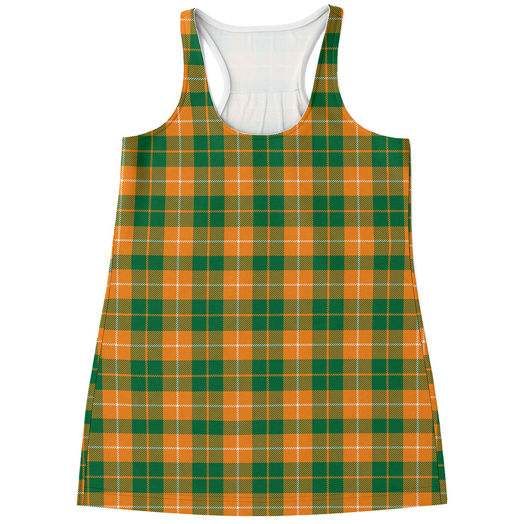 Irish Themed Plaid Pattern Print Women's Racerback Tank Top