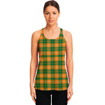 Irish Themed Plaid Pattern Print Women's Racerback Tank Top