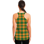 Irish Themed Plaid Pattern Print Women's Racerback Tank Top