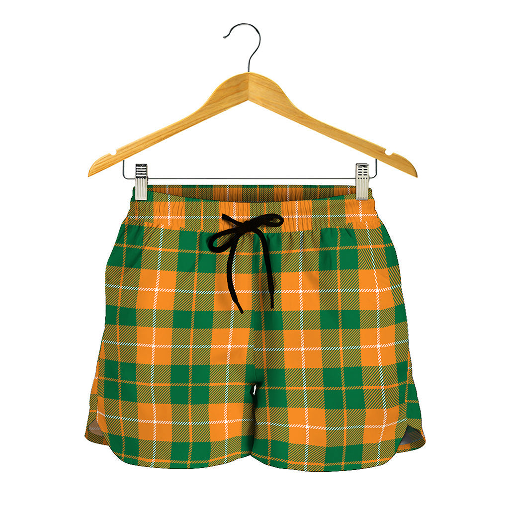 Irish Themed Plaid Pattern Print Women's Shorts