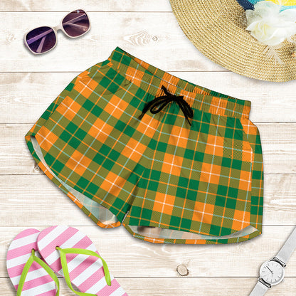 Irish Themed Plaid Pattern Print Women's Shorts