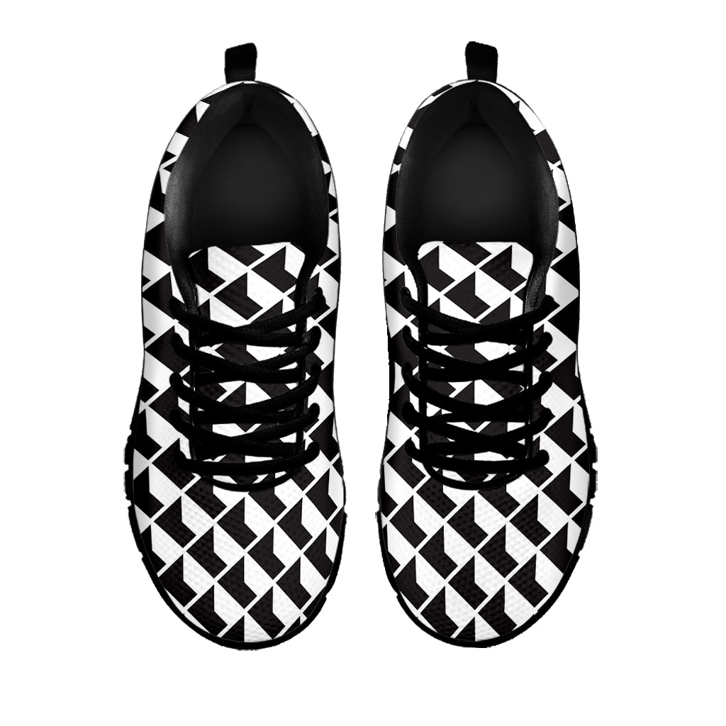 Isometric Geometric Pattern Print Black Sneakers