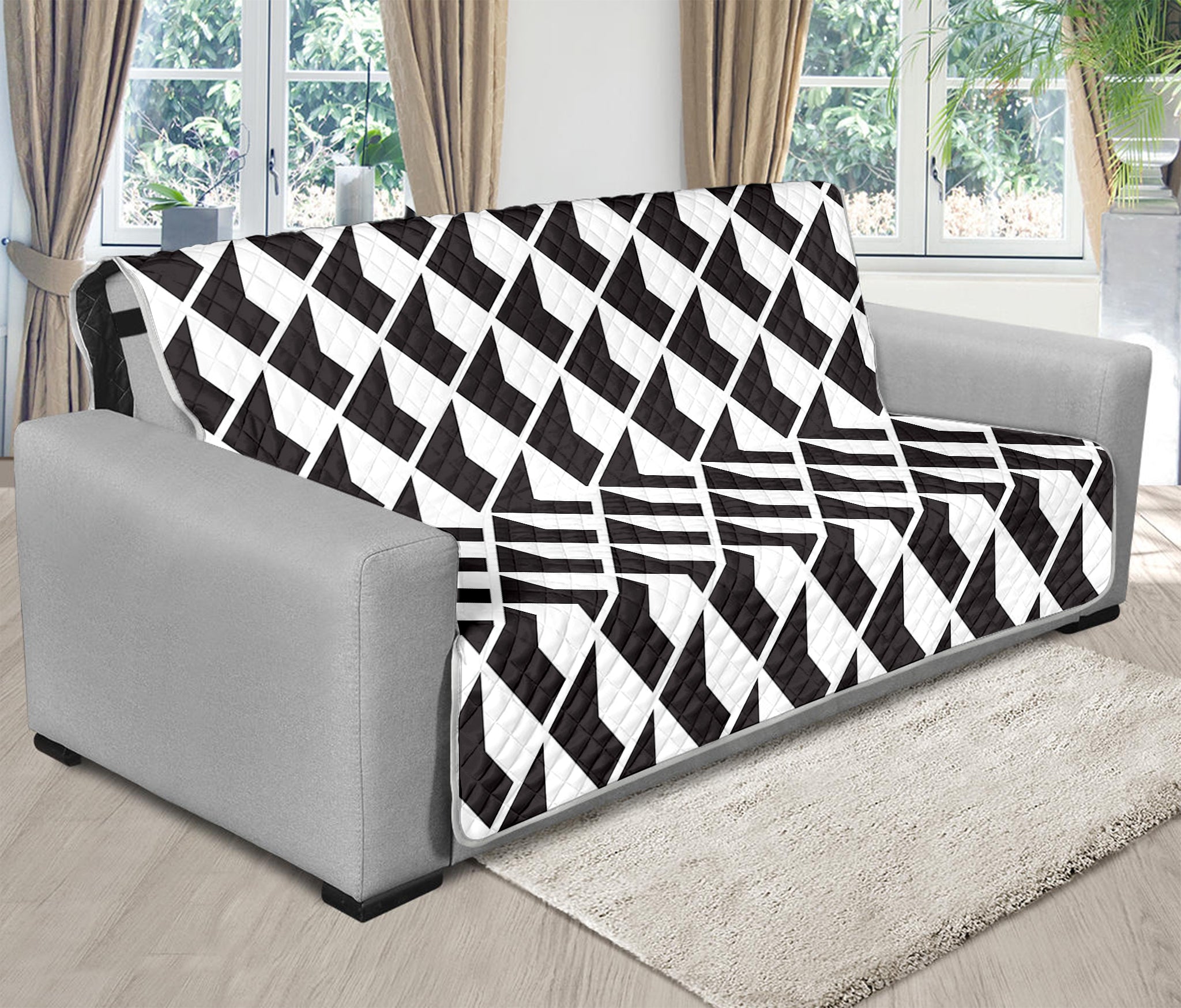 Isometric Geometric Pattern Print Futon Protector