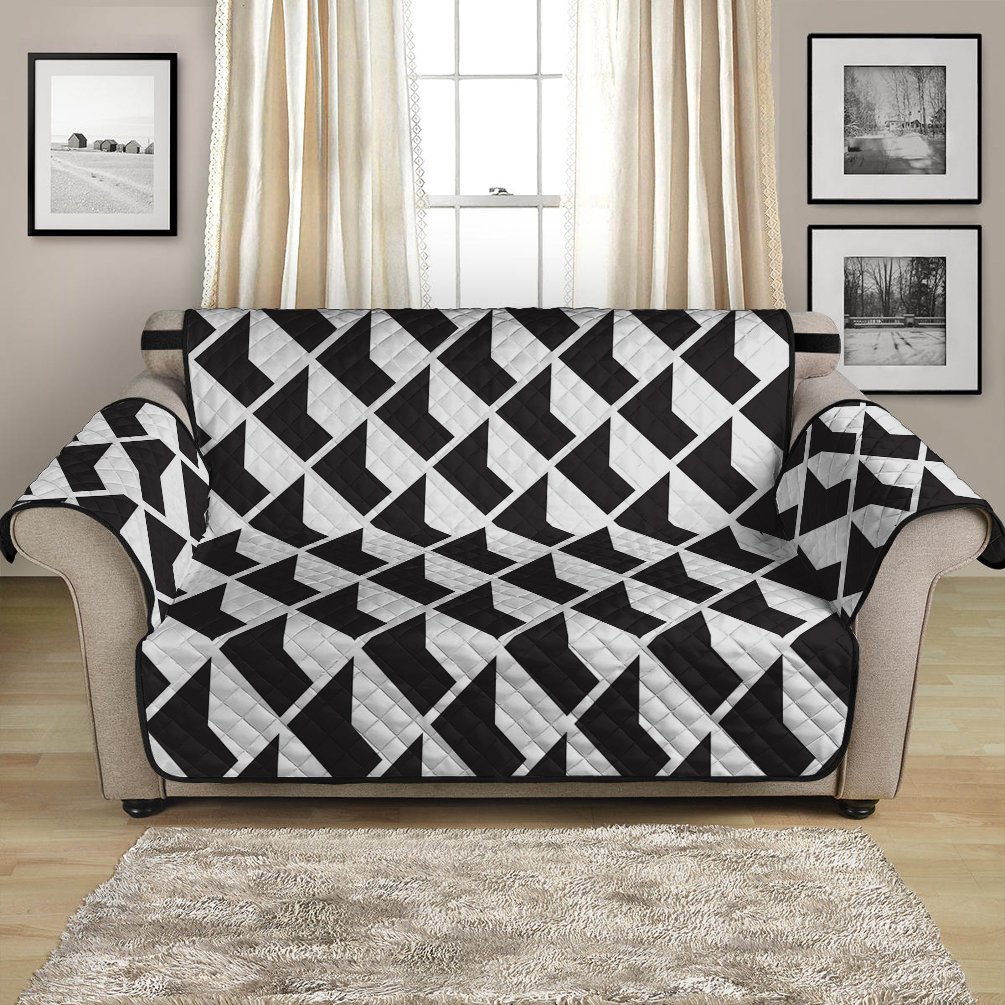 Isometric Geometric Pattern Print Loveseat Protector