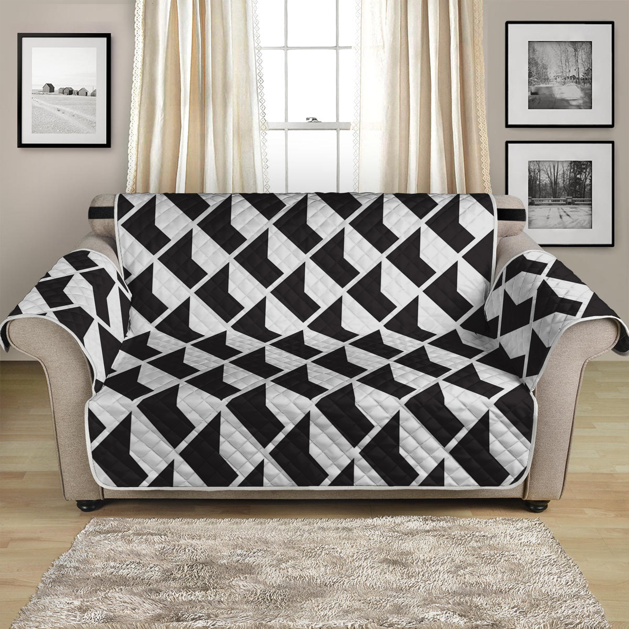 Isometric Geometric Pattern Print Loveseat Protector