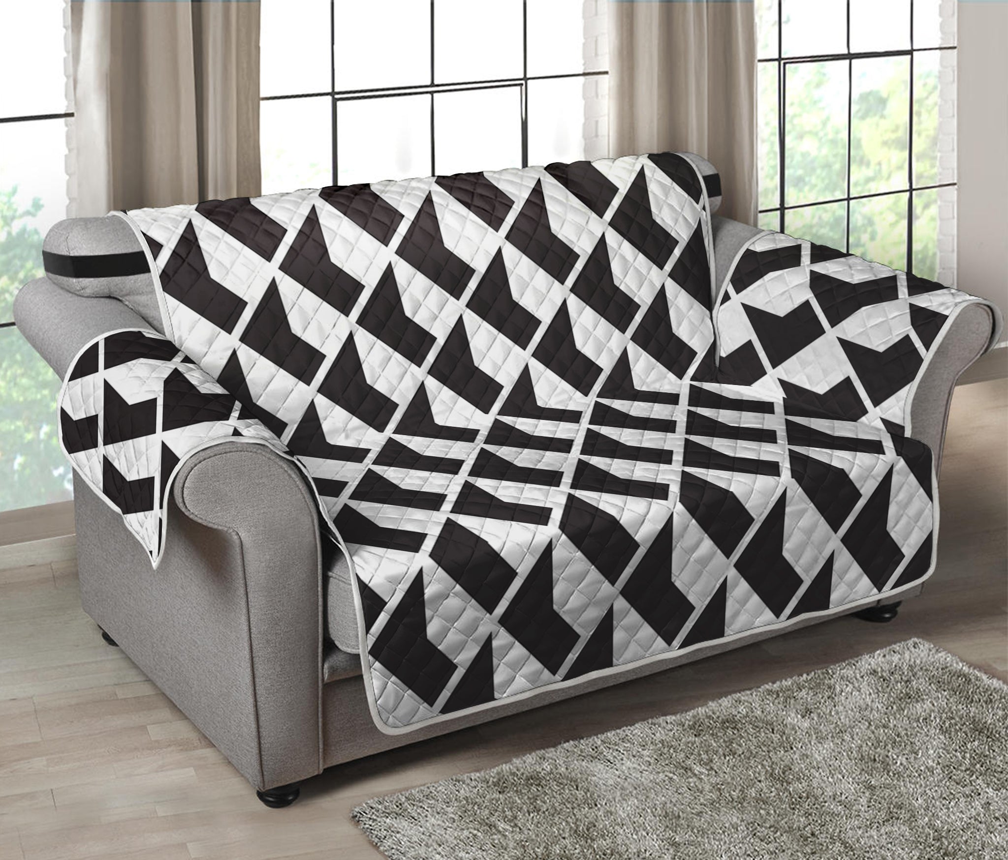 Isometric Geometric Pattern Print Loveseat Protector