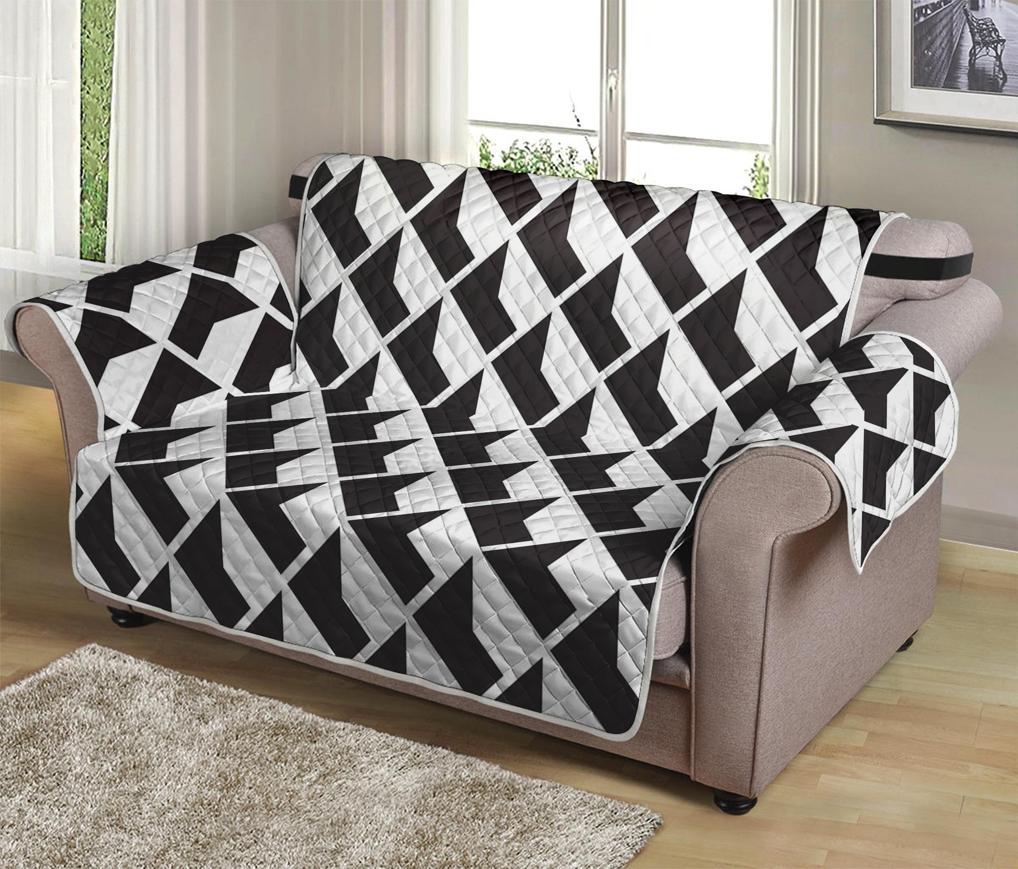 Isometric Geometric Pattern Print Loveseat Protector