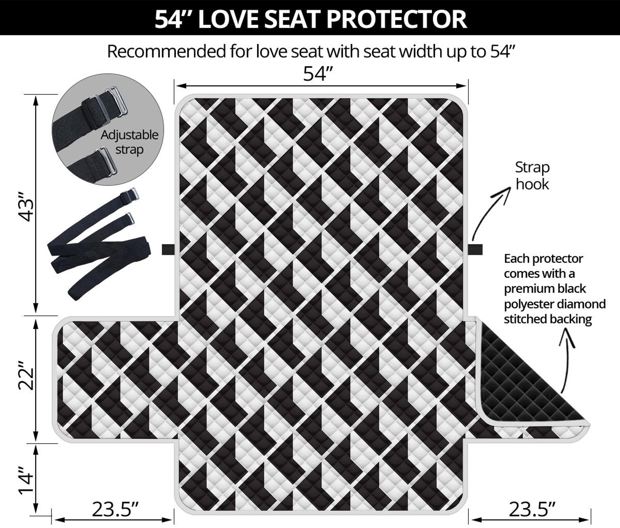 Isometric Geometric Pattern Print Loveseat Protector