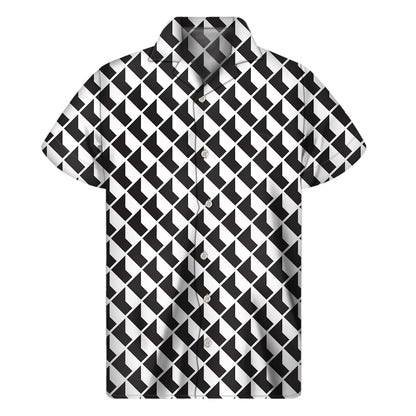 Isometric Geometric Pattern Print Men's Short Sleeve Shirt