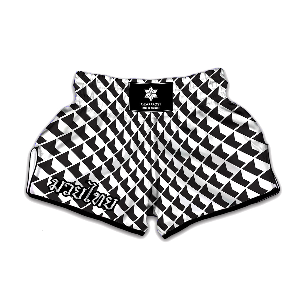 Isometric Geometric Pattern Print Muay Thai Boxing Shorts