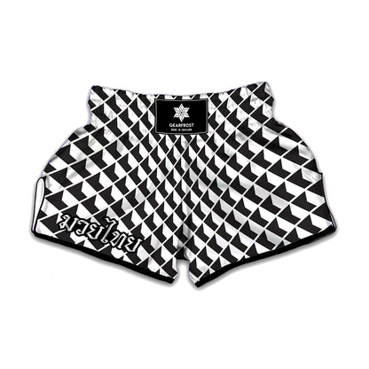 Isometric Geometric Pattern Print Muay Thai Boxing Shorts