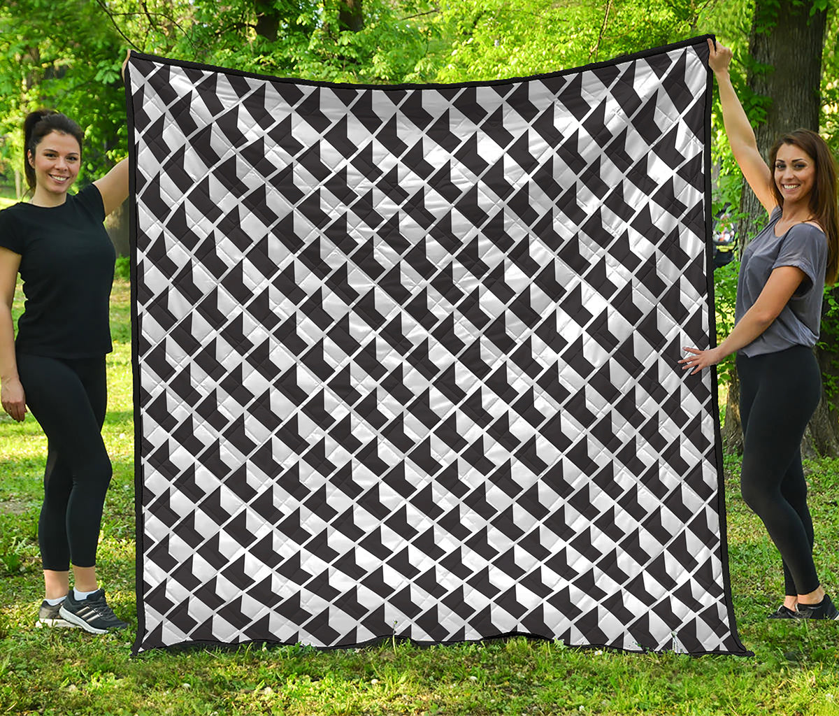 Isometric Geometric Pattern Print Quilt
