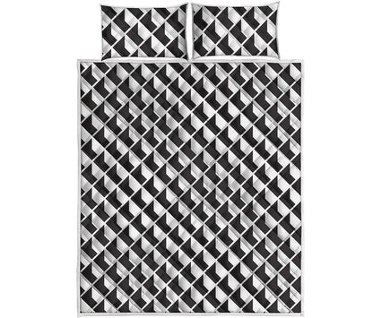 Isometric Geometric Pattern Print Quilt Bed Set