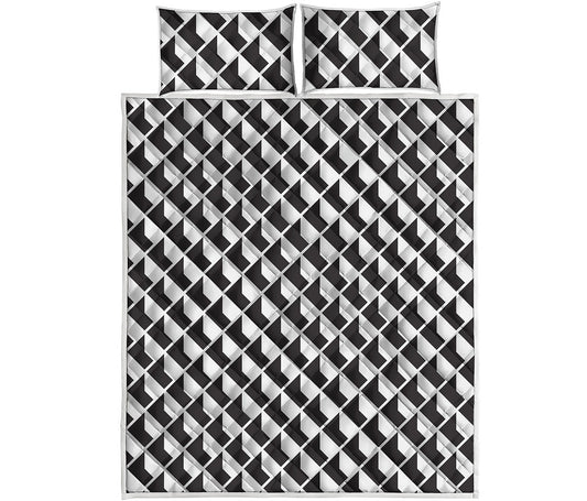 Isometric Geometric Pattern Print Quilt Bed Set