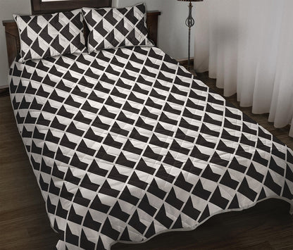 Isometric Geometric Pattern Print Quilt Bed Set
