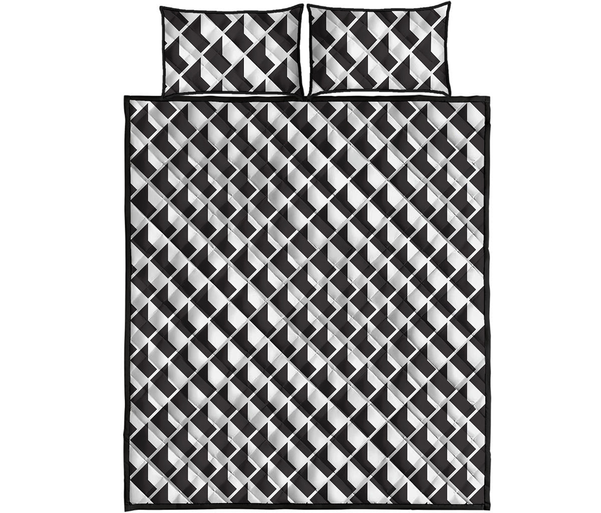 Isometric Geometric Pattern Print Quilt Bed Set