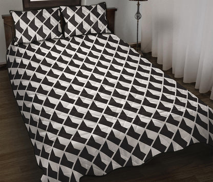 Isometric Geometric Pattern Print Quilt Bed Set