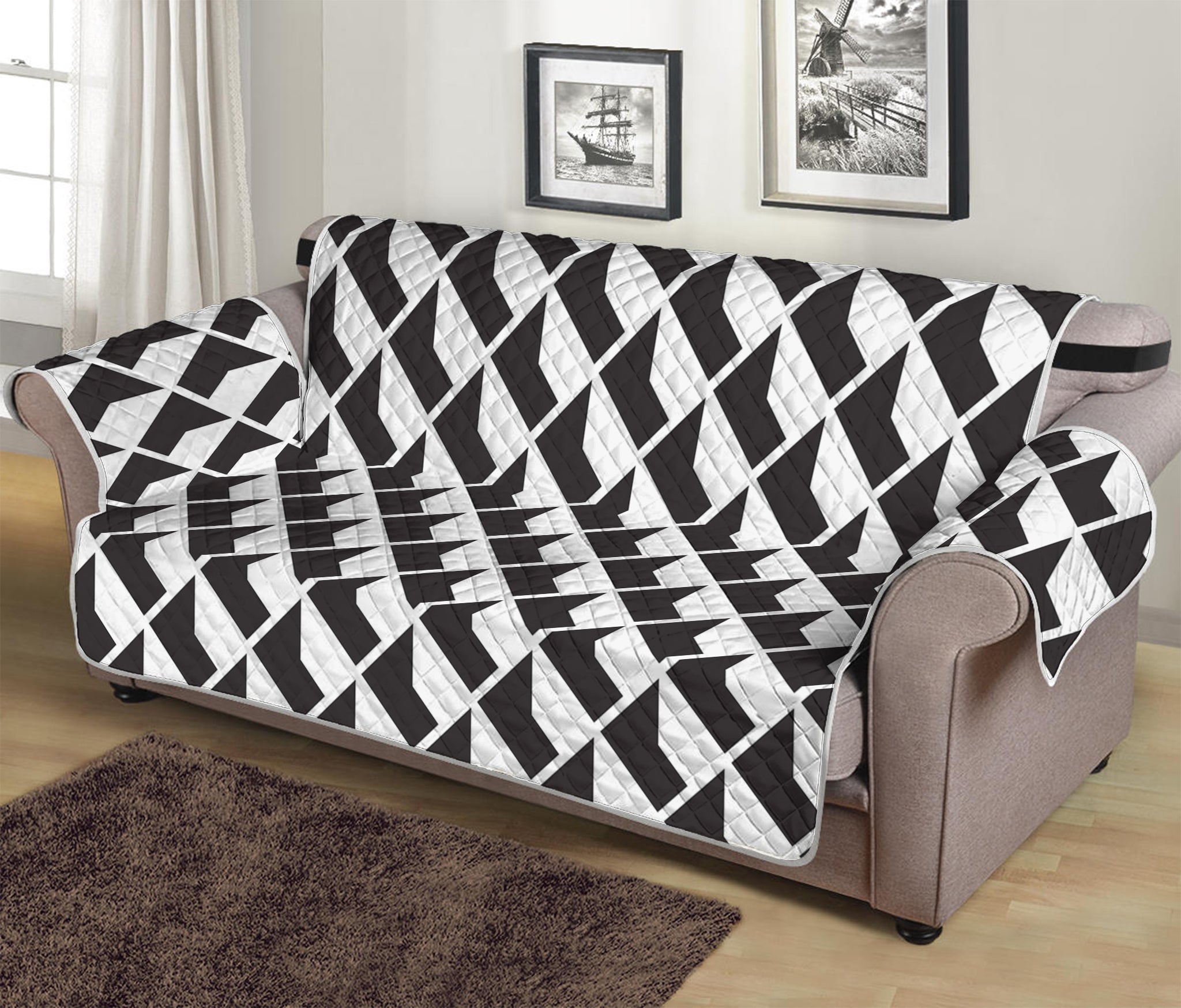 Isometric Geometric Pattern Print Sofa Protector