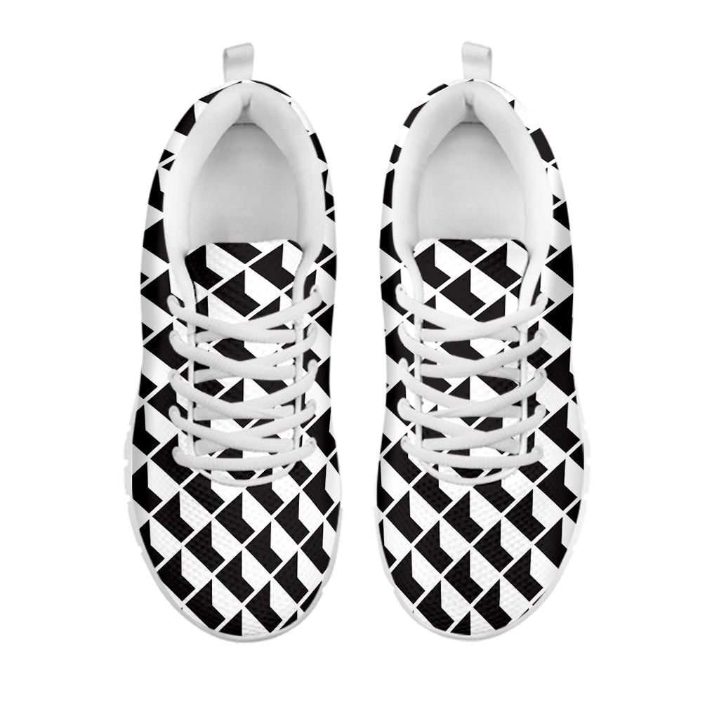 Isometric Geometric Pattern Print White Sneakers