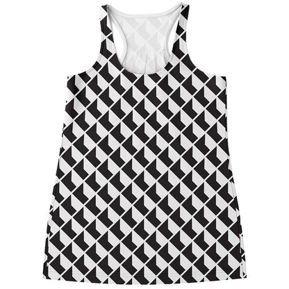 Isometric Geometric Pattern Print Women's Racerback Tank Top