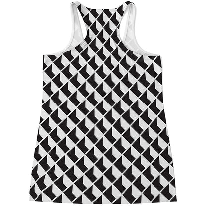 Isometric Geometric Pattern Print Women's Racerback Tank Top