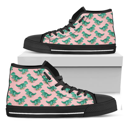 Isometric Tyrannosaurus Pattern Print Black High Top Shoes