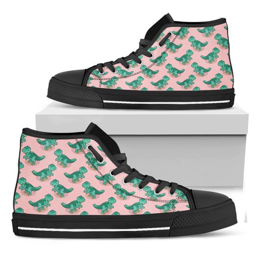 Isometric Tyrannosaurus Pattern Print Black High Top Shoes