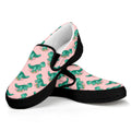 Isometric Tyrannosaurus Pattern Print Black Slip On Sneakers