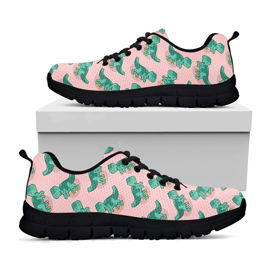 Isometric Tyrannosaurus Pattern Print Black Sneakers