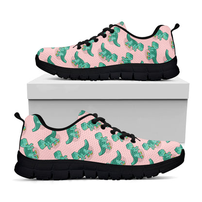 Isometric Tyrannosaurus Pattern Print Black Sneakers
