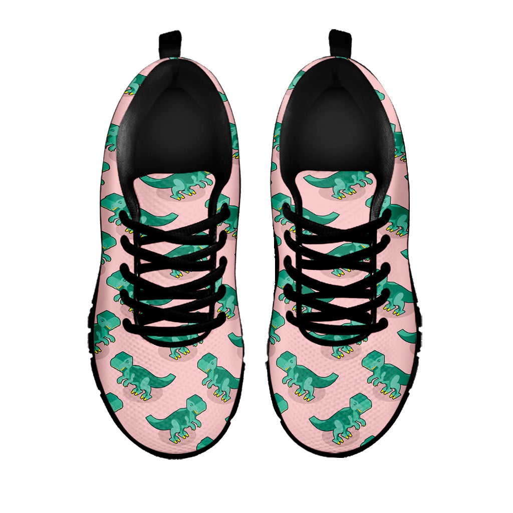 Isometric Tyrannosaurus Pattern Print Black Sneakers