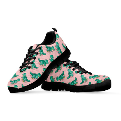 Isometric Tyrannosaurus Pattern Print Black Sneakers
