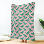 Isometric Tyrannosaurus Pattern Print Blanket