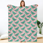 Isometric Tyrannosaurus Pattern Print Blanket