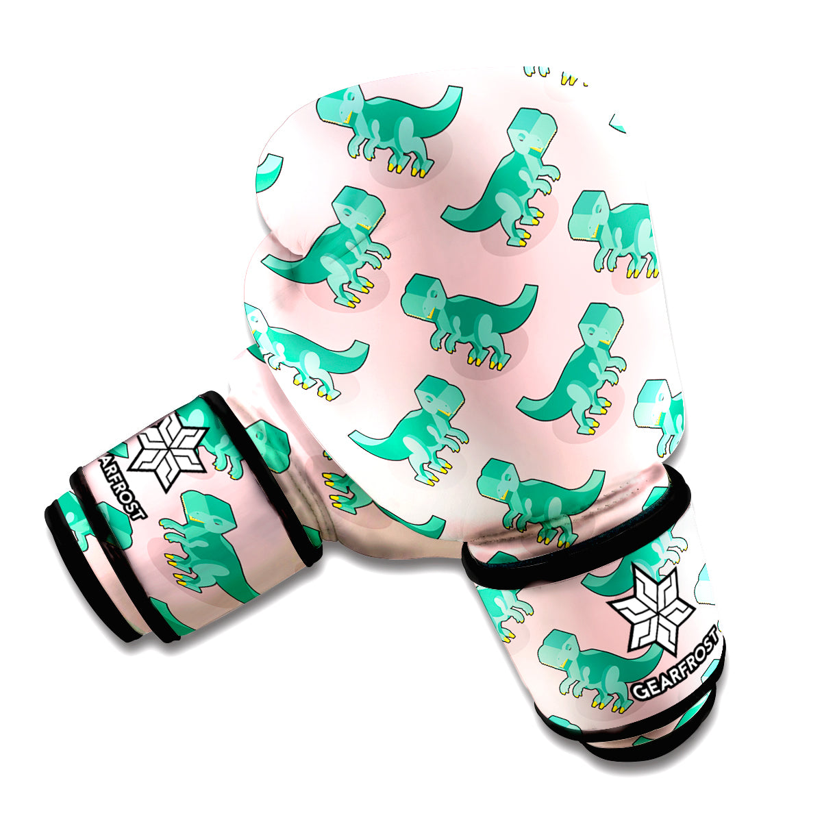 Isometric Tyrannosaurus Pattern Print Boxing Gloves