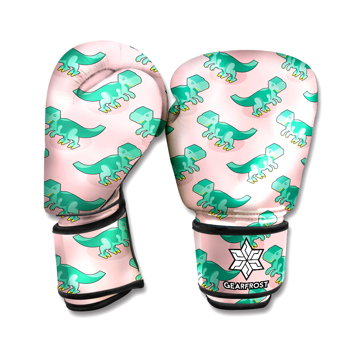 Isometric Tyrannosaurus Pattern Print Boxing Gloves