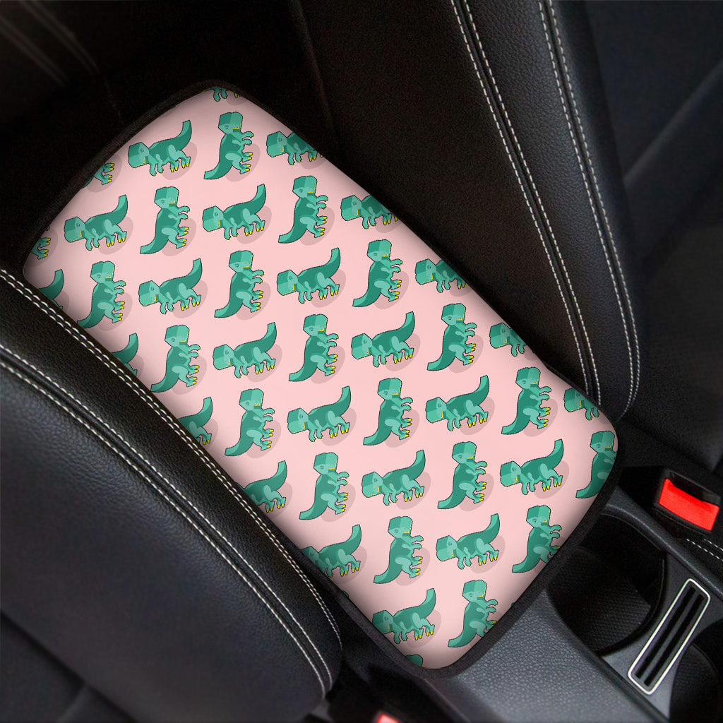 Isometric Tyrannosaurus Pattern Print Car Center Console Cover