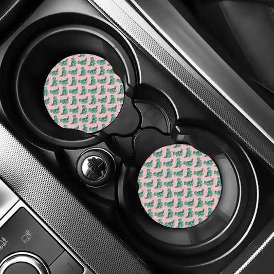 Isometric Tyrannosaurus Pattern Print Car Coasters
