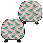 Isometric Tyrannosaurus Pattern Print Car Headrest Covers